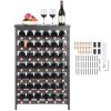 42 Bottle Modular Wine Rack, 7-Tier Solid Bamboo Wood Storage Racks with Table Top, Floor Freestanding Wines Holder Display Shelf