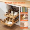 2 Tier Pull Out Cabinet Organizer, 20"W x 21"D Cabinet Drawer, Soft Close Slide out Shelf, Heavy-Duty Sliding Wood Drawer