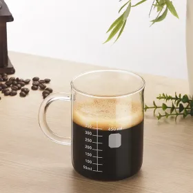 1 PCS Transparent tape with high borosilicate glass cup, coffee cup, coffee sharing cup with scale identification (Option: 1PCS)