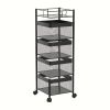 Rotating Kitchen Storage Shelf 5 Tier, Metal Fruit Vegetable Storage Basket Multi-Layer Vegetable Rack Storage Trolley on Wheels